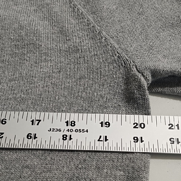 Gray 100% Cotton 1/4 Zip Up Sweater with High Collar Ribbed Cuffs & Hem - Picture 3 of 10
